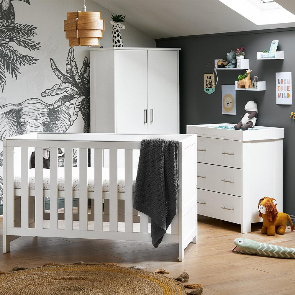 Obaby Nika 3 Piece Room Set - White Wash-Nursery Sets-White Wash-No Mattress | Natural Baby Shower