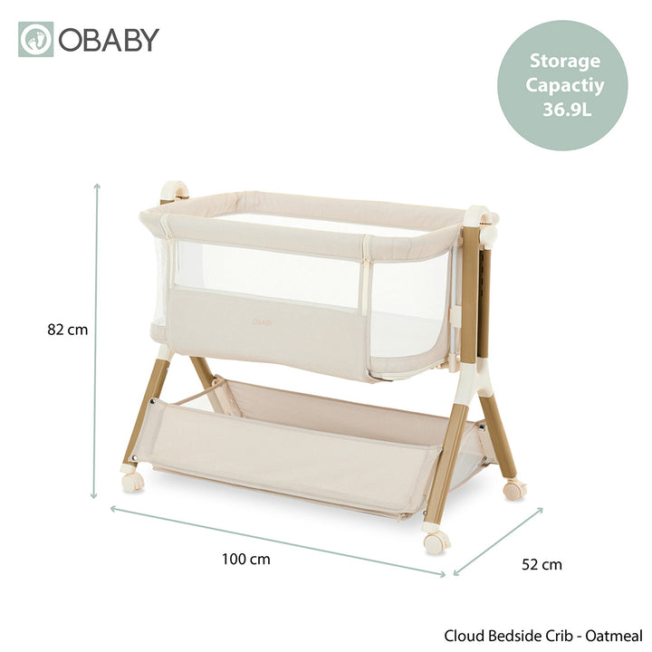 Obaby Nika 6 Piece Room Set with Chair and Cloud Bedside Crib - Oak & White-Nursery Sets- | Natural Baby Shower