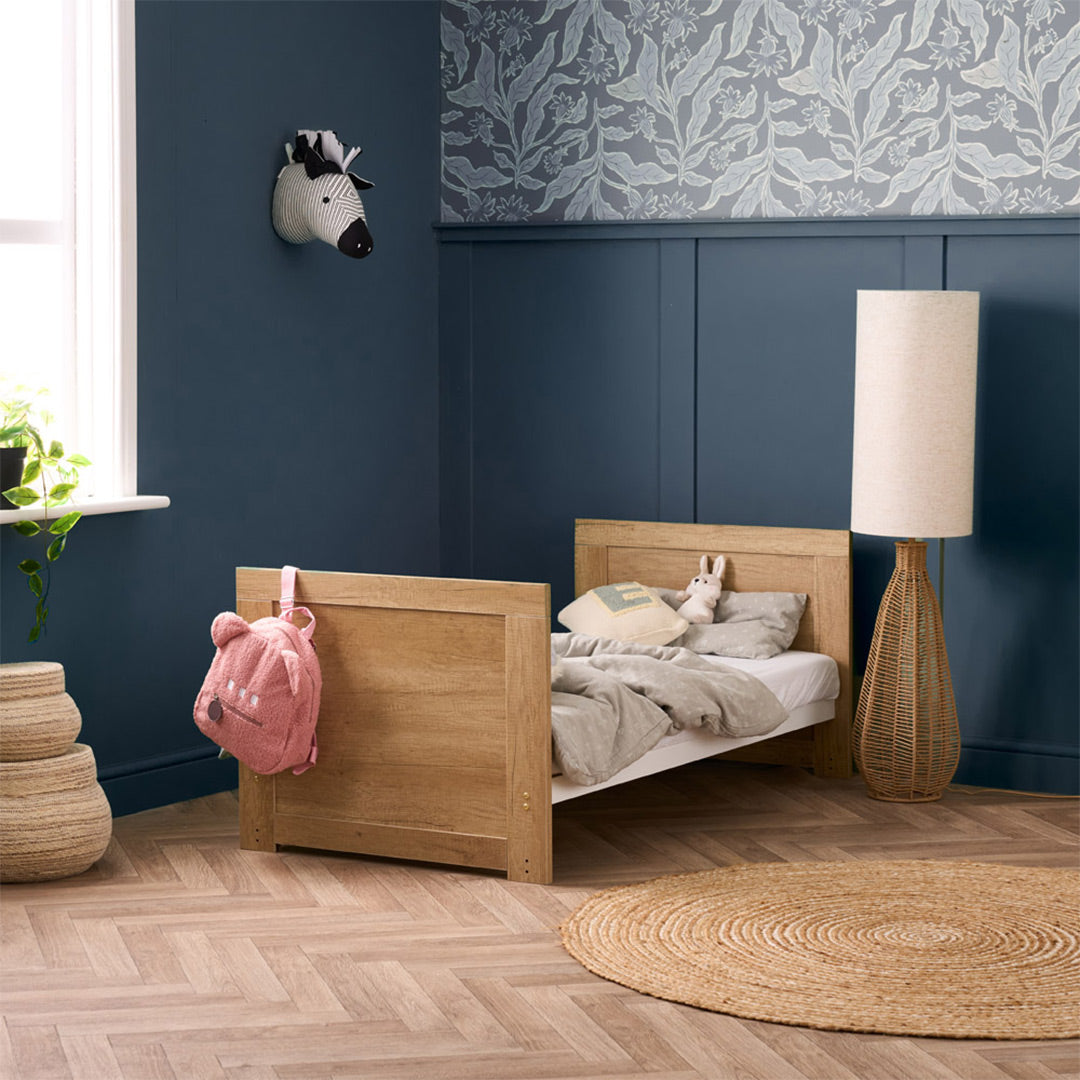 Obaby Nika 6 Piece Room Set with Chair and Cloud Bedside Crib - Oak & White-Nursery Sets- | Natural Baby Shower
