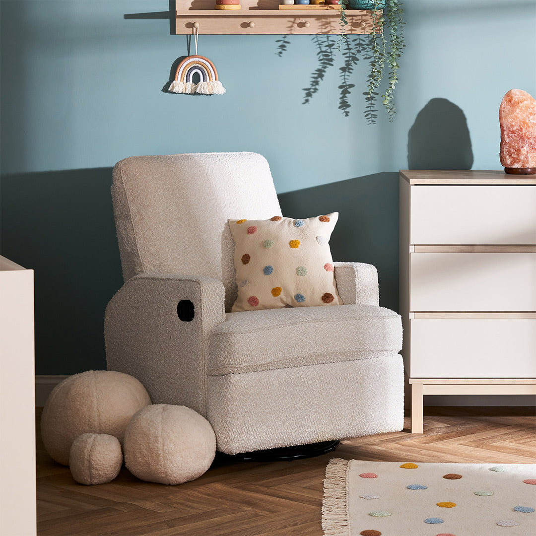 Obaby Nika 6 Piece Room Set with Chair and Cloud Bedside Crib - Oak & White-Nursery Sets- | Natural Baby Shower