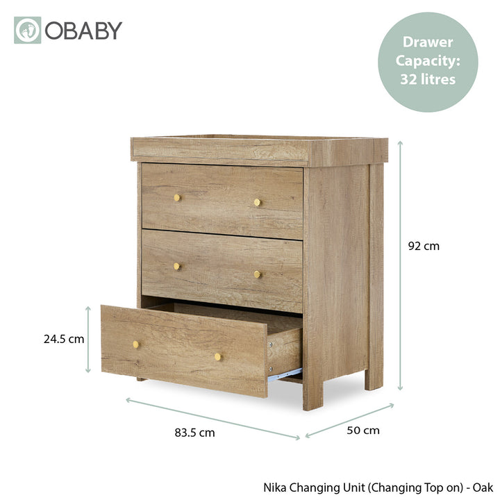 Obaby Nika 4 Piece Room Set - Oak-Nursery Sets- | Natural Baby Shower