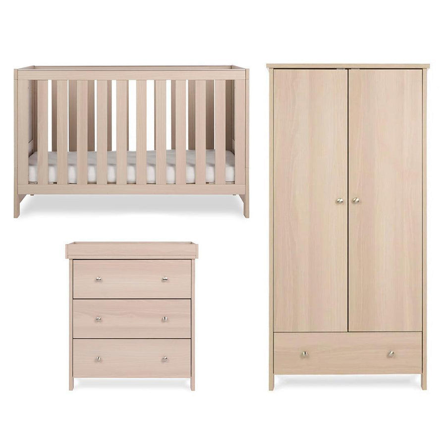 Obaby Nika 3 Piece Room Set - Aspen-Nursery Sets-Aspen-Cot Bed | Natural Baby Shower