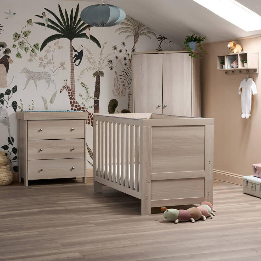 Obaby Nika 3 Piece Room Set - Aspen-Nursery Sets-Aspen-Cot Bed | Natural Baby Shower