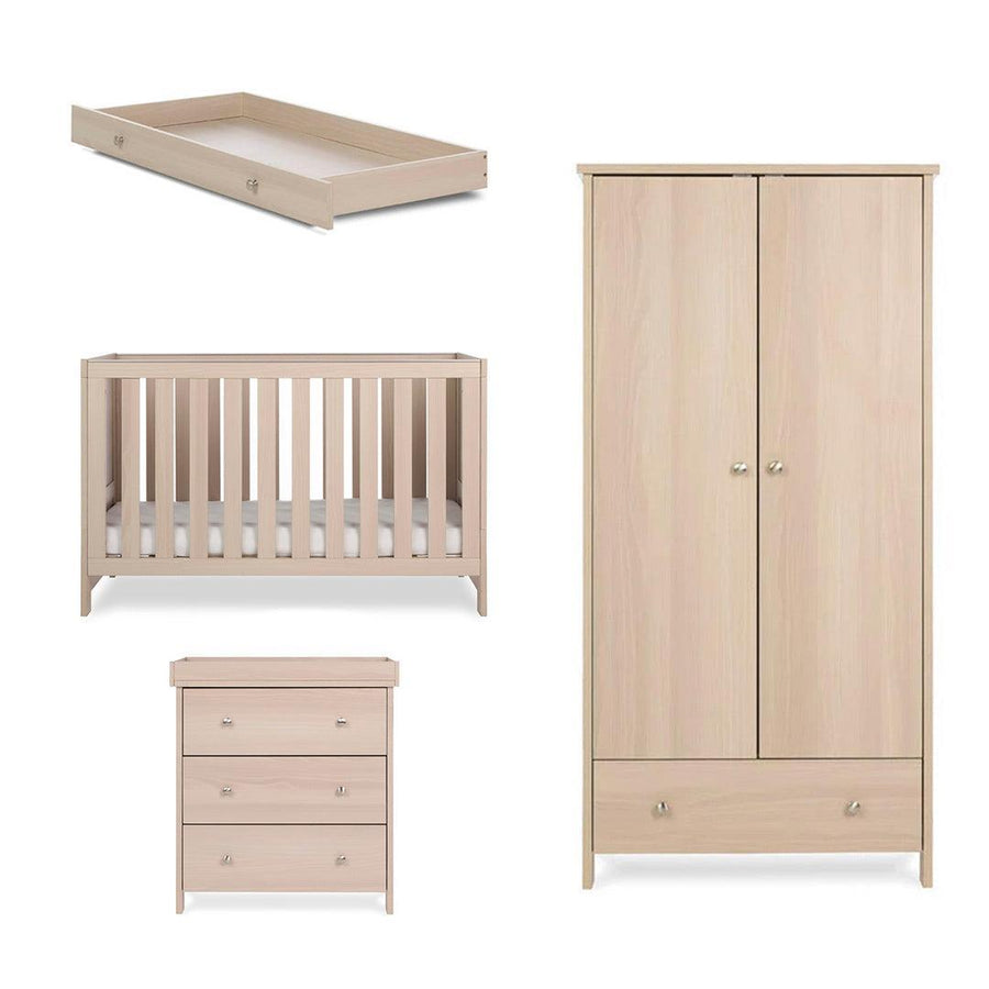 Obaby Nika 3 Piece Room Set & Underdrawer - Aspen-Nursery Sets-Aspen-Cot Bed | Natural Baby Shower