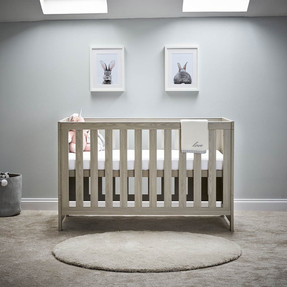 Obaby Nika Cot Bed - Grey Wash-Cot Beds-Grey Wash-No Mattress | Natural Baby Shower
