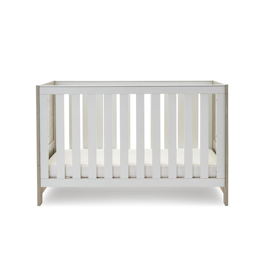 Obaby Nika Cot Bed - Grey Wash + White-Cot Beds-Grey Wash & White-No Mattress | Natural Baby Shower