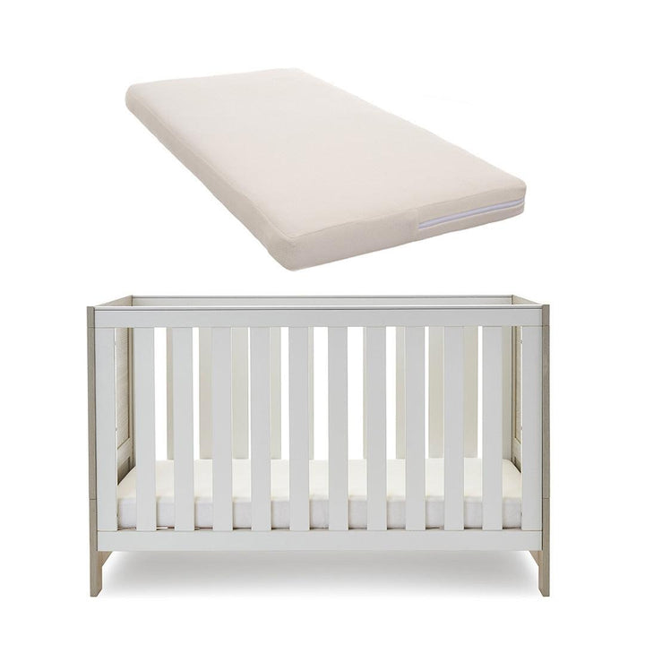 Obaby Nika Cot Bed - Grey Wash + White-Cot Beds-Grey Wash & White-Natural Coir Mattress | Natural Baby Shower
