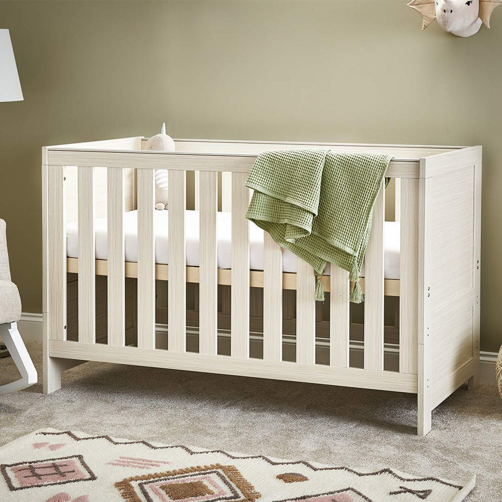 Obaby Nika Cot Bed - Oatmeal-Cot Beds-Oatmeal-No Mattress | Natural Baby Shower