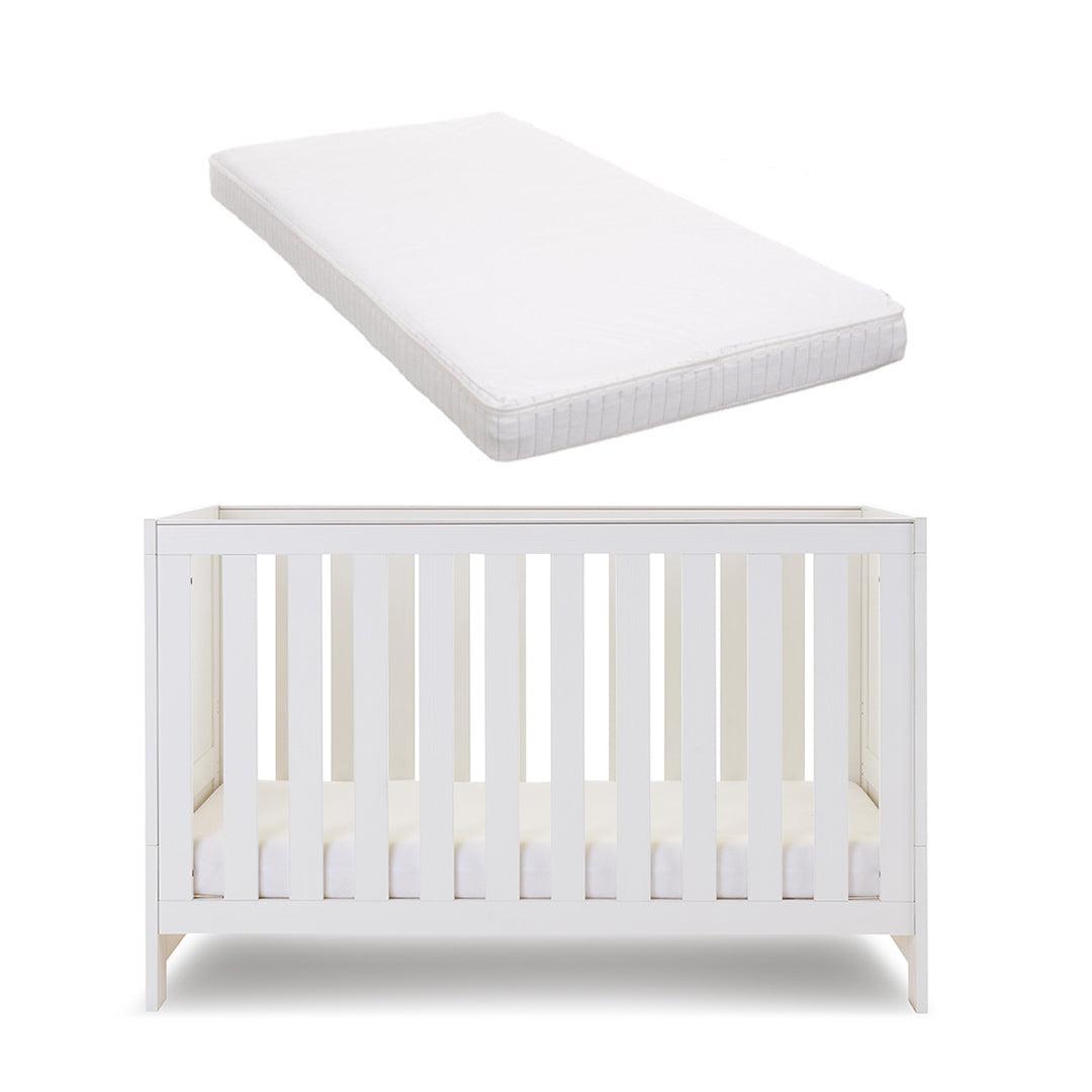 Obaby Nika Cot Bed - White Wash-Cot Beds-White Wash-Moisture Management Mattress | Natural Baby Shower
