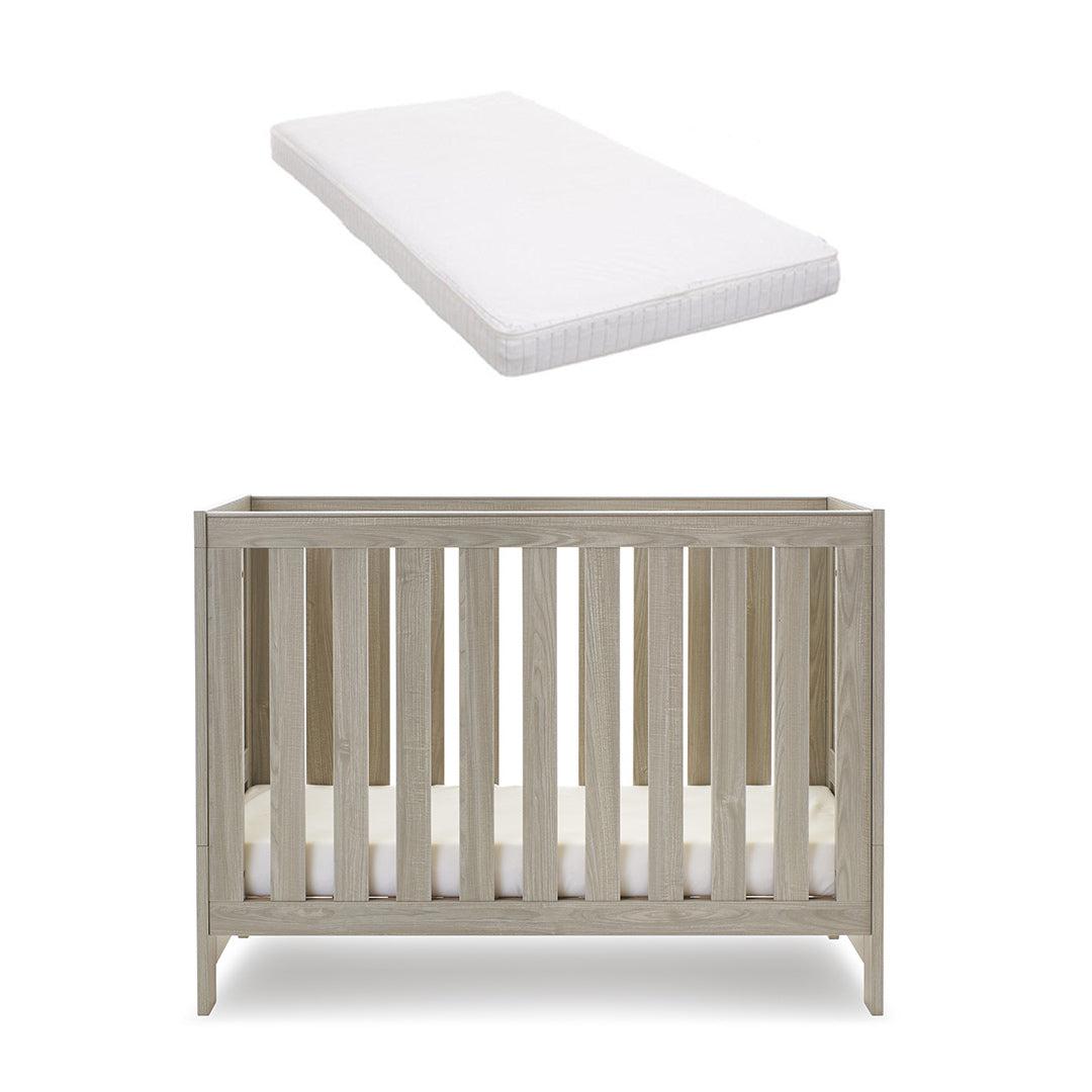 Obaby Nika Mini Cot Bed - Grey Wash + White-Cot Beds-Grey Wash & White-Moisture Management Mattress | Natural Baby Shower
