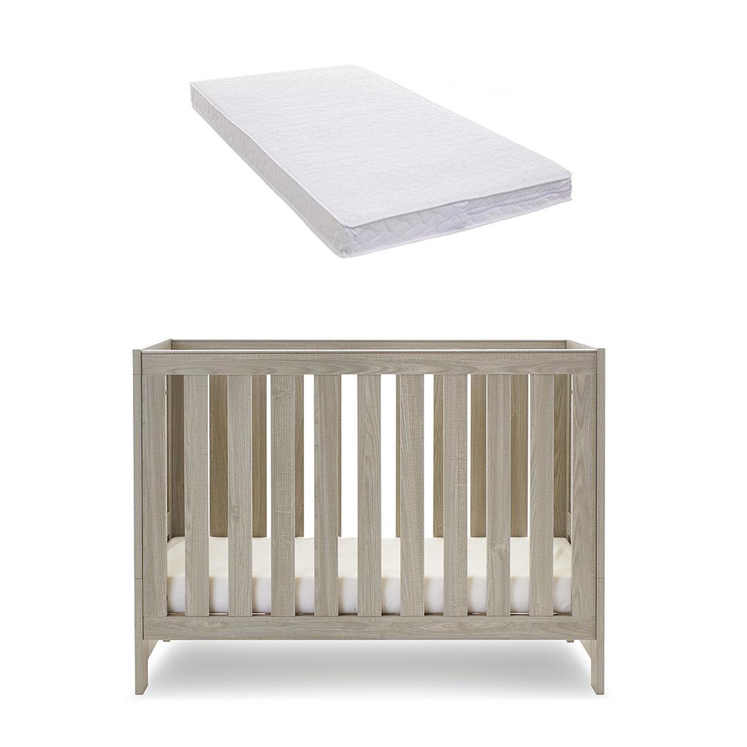 Obaby Nika Mini Cot Bed - Grey Wash + White-Cot Beds-Grey Wash & White-Pocket Sprung Mattress | Natural Baby Shower