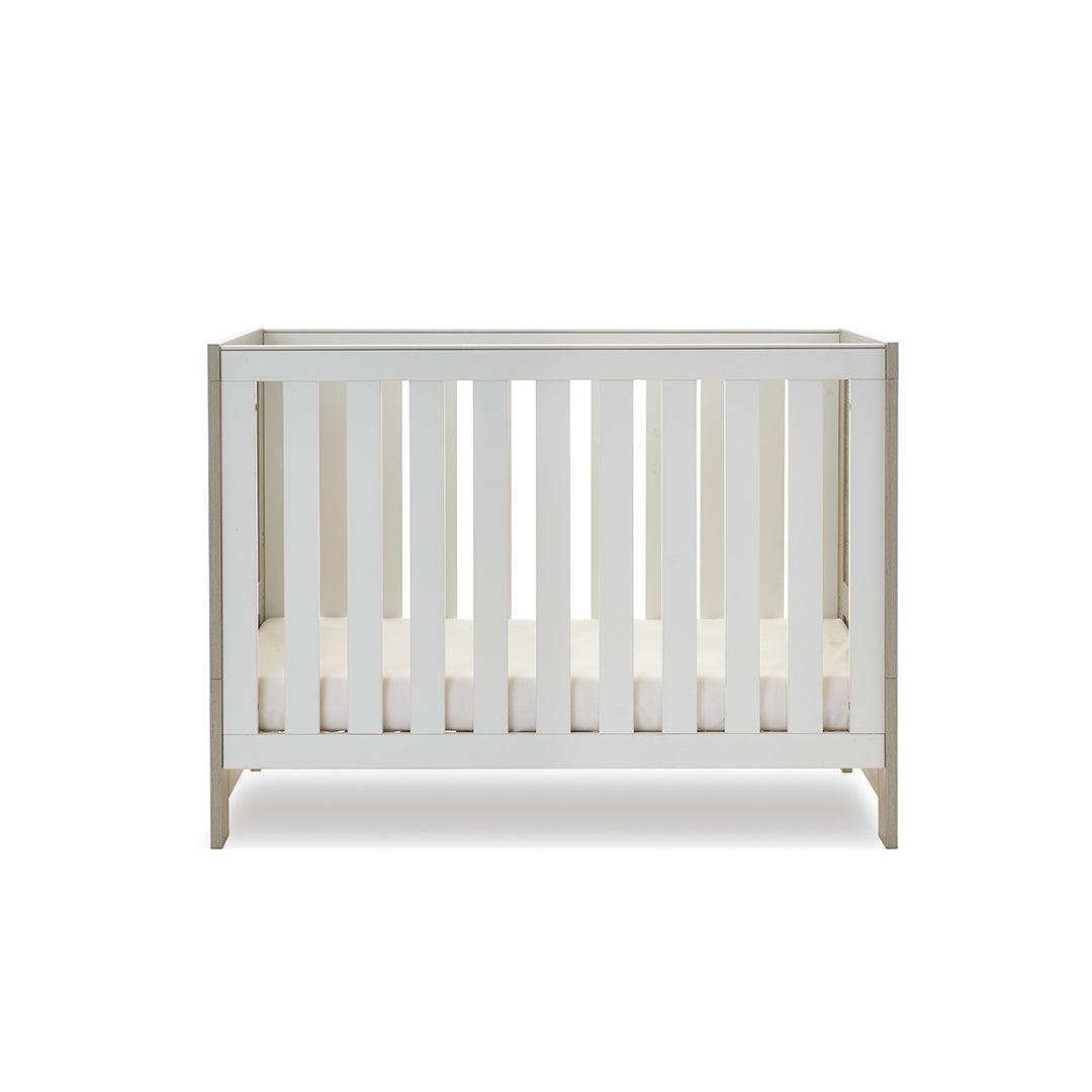 Obaby Nika Mini Cot Bed - Grey Wash + White-Cot Beds-Grey Wash & White-No Mattress | Natural Baby Shower