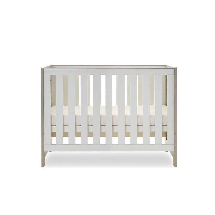 Obaby Nika Mini Cot Bed - Grey Wash + White-Cot Beds-Grey Wash & White-No Mattress | Natural Baby Shower