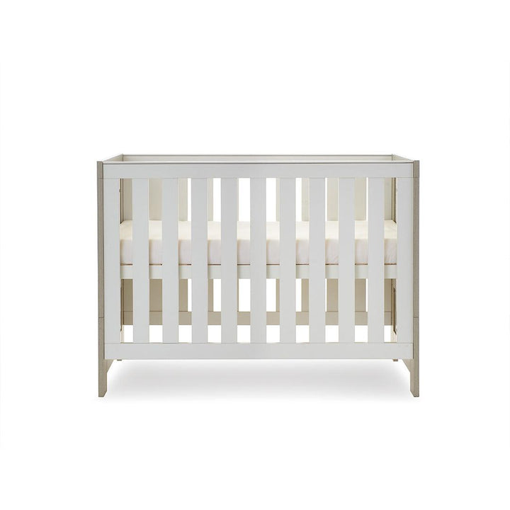 Obaby Nika Mini Cot Bed - Grey Wash + White-Cot Beds-Grey Wash & White-No Mattress | Natural Baby Shower