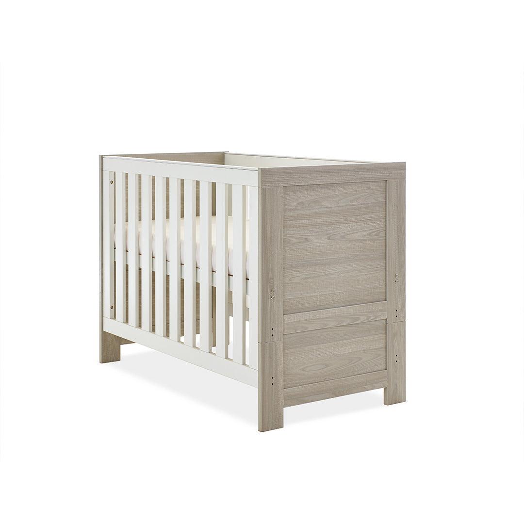 Obaby Nika Mini Cot Bed - Grey Wash + White-Cot Beds-Grey Wash & White-No Mattress | Natural Baby Shower