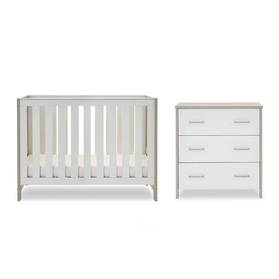Obaby Nika Mini 2 Piece Room Set - Grey Wash + White-Nursery Sets-Grey Wash & White-No Mattress | Natural Baby Shower