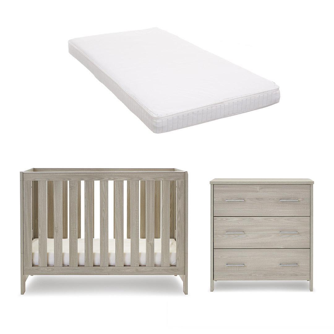 Obaby Nika Mini 2 Piece Room Set - Grey Wash-Nursery Sets-Grey Wash-Moisture Management Mattress | Natural Baby Shower