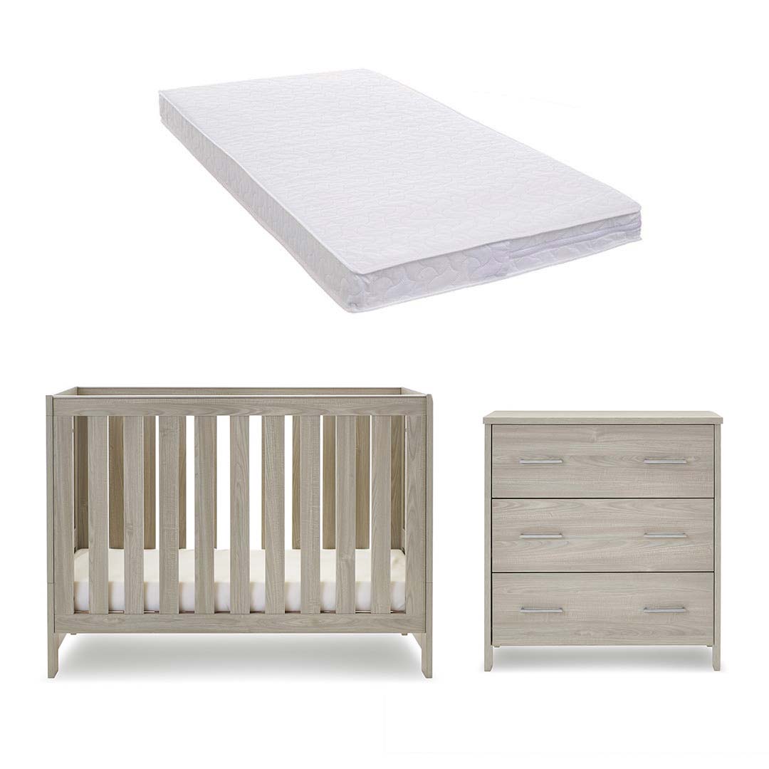 Obaby Nika Mini 2 Piece Room Set - Grey Wash-Nursery Sets-Grey Wash-Pocket Sprung Mattress | Natural Baby Shower