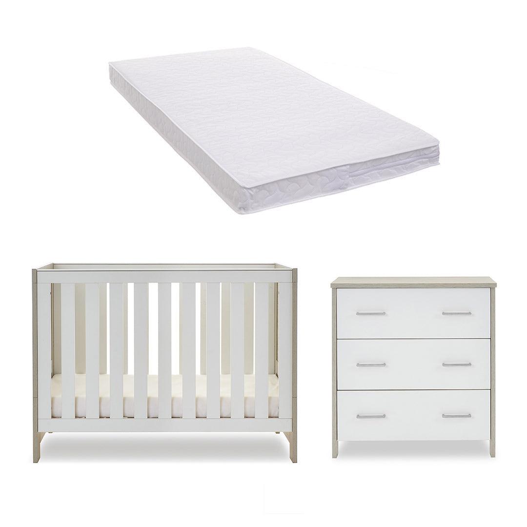 Obaby Nika Mini 2 Piece Room Set - Grey Wash + White-Nursery Sets-Grey Wash & White-Pocket Sprung Mattress | Natural Baby Shower