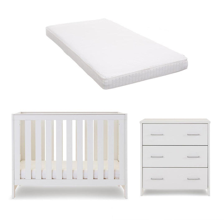 Obaby Nika Mini 2 Piece Room Set - White Wash-Nursery Sets-White Wash-Moisture Management Mattress | Natural Baby Shower