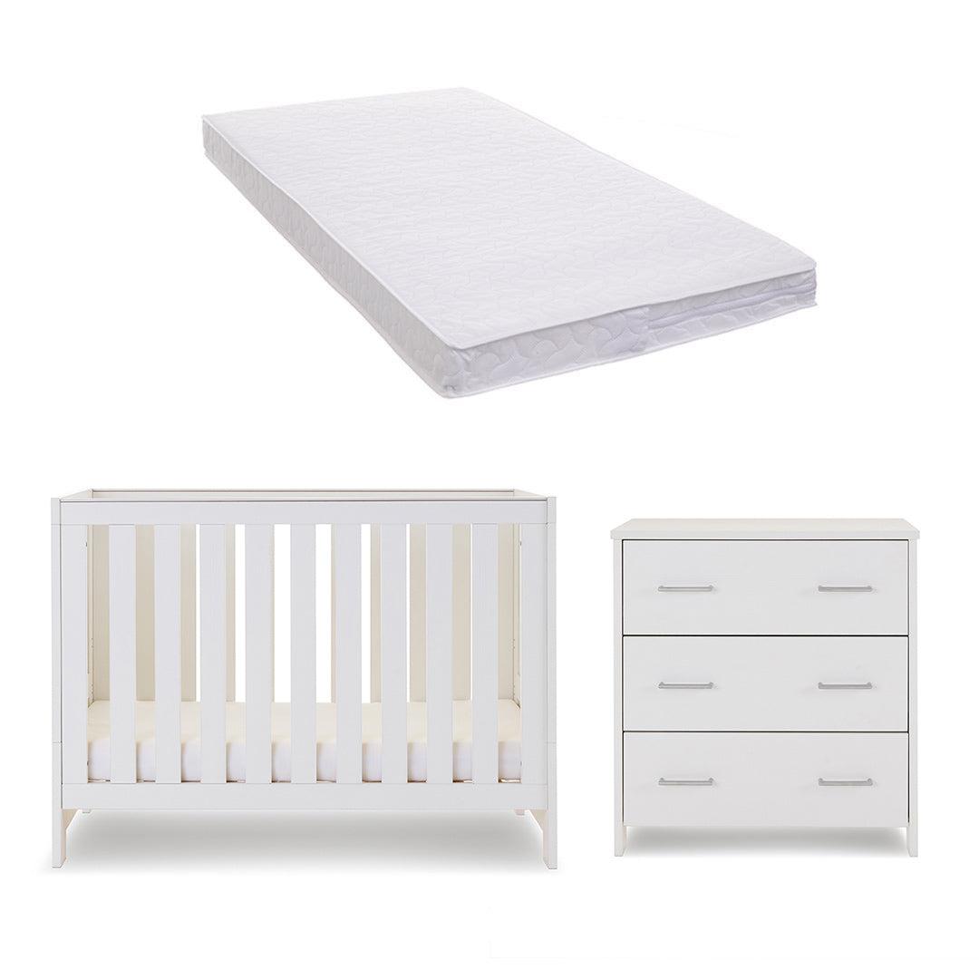 Obaby Nika Mini 2 Piece Room Set - White Wash-Nursery Sets-White Wash-Pocket Sprung Mattress | Natural Baby Shower