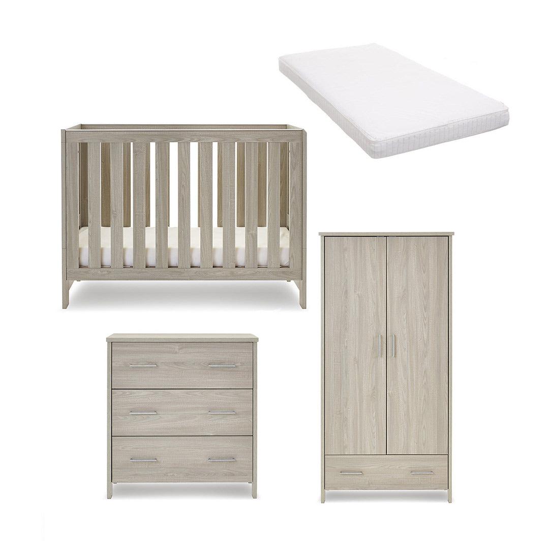 Obaby Nika Mini 3 Piece Room Set - Grey Wash-Nursery Sets-Grey Wash-Moisture Management Mattress | Natural Baby Shower