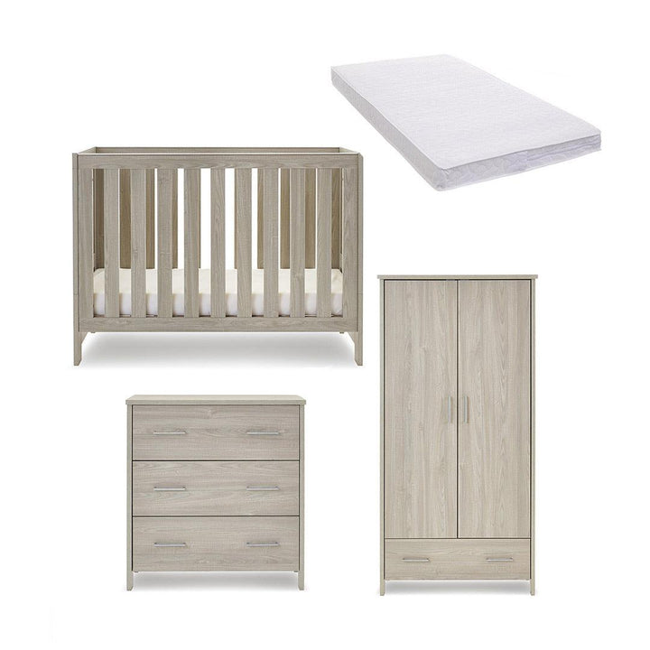 Obaby Nika Mini 3 Piece Room Set - Grey Wash-Nursery Sets-Grey Wash-Pocket Sprung Mattress | Natural Baby Shower