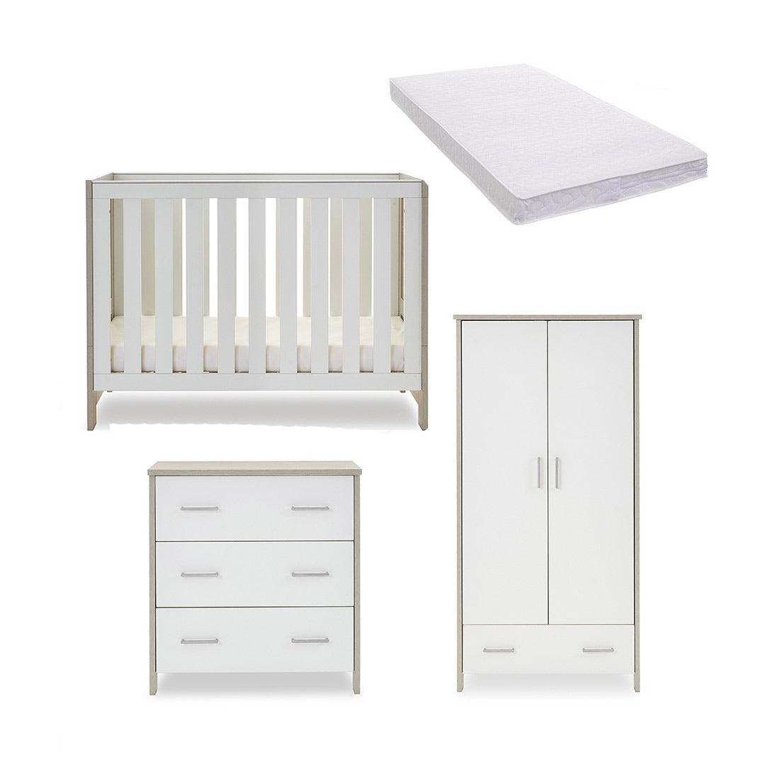 Obaby Nika Mini 3 Piece Room Set - Grey Wash + White-Nursery Sets-Grey Wash & White-Pocket Sprung Mattress | Natural Baby Shower