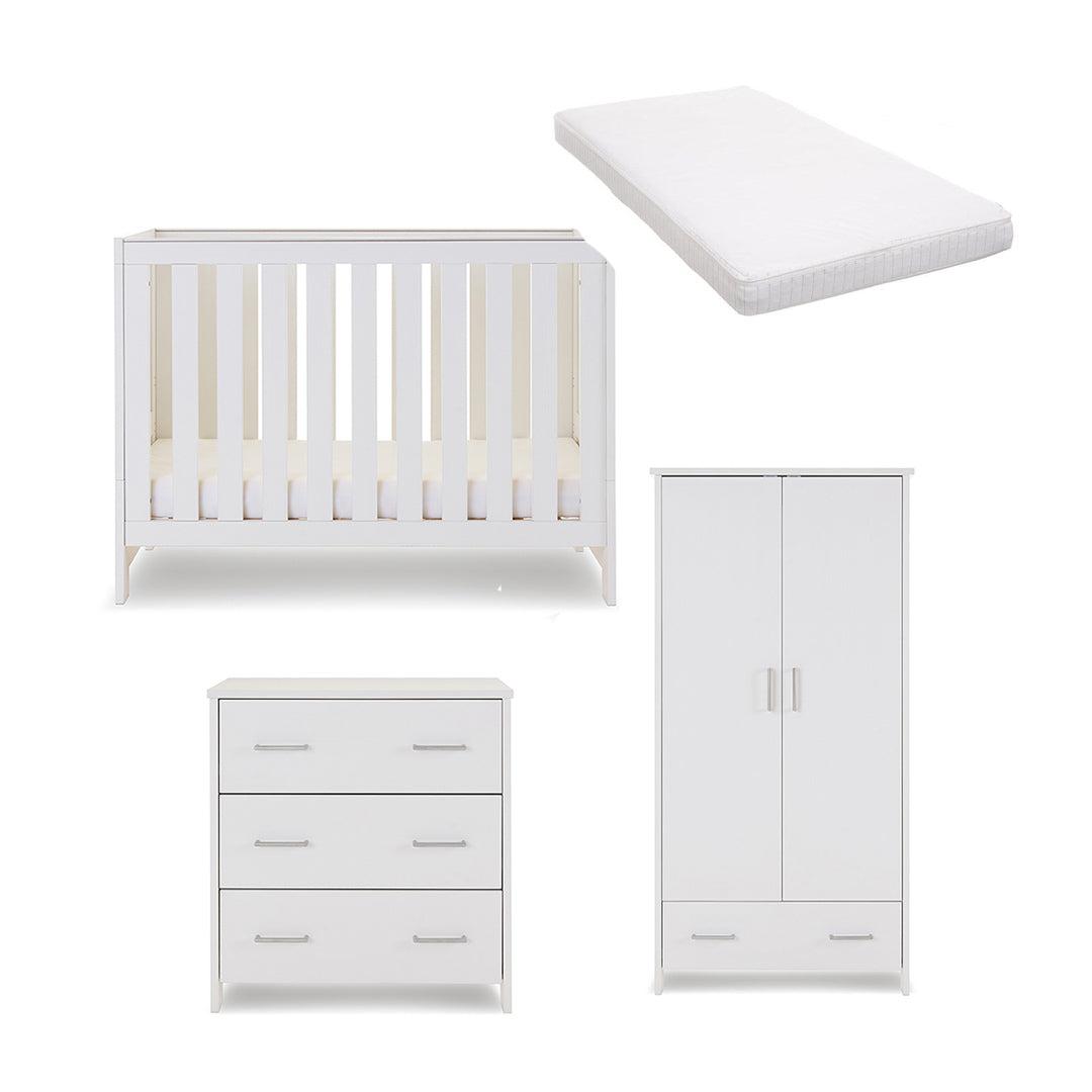 Obaby Nika Mini 3 Piece Room Set - White Wash-Nursery Sets-White Wash-Moisture Management Mattress | Natural Baby Shower