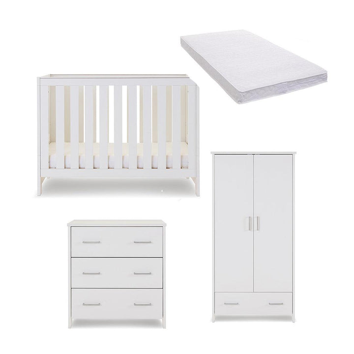 Obaby Nika Mini 3 Piece Room Set - White Wash-Nursery Sets-White Wash-Pocket Sprung Mattress | Natural Baby Shower
