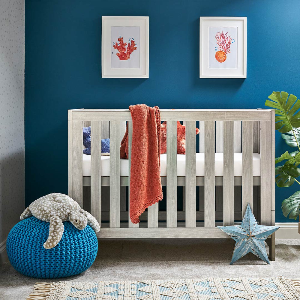 Obaby Nika Mini Cot Bed - Grey Wash-Cot Beds-Grey Wash-No Mattress | Natural Baby Shower