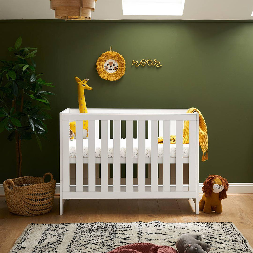 Obaby Nika Mini Cot Bed - White Wash-Cot Beds-White Wash-No Mattress | Natural Baby Shower