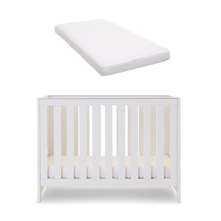 Obaby Nika Mini Cot Bed - White Wash-Cot Beds-White Wash-Moisture Management Mattress | Natural Baby Shower