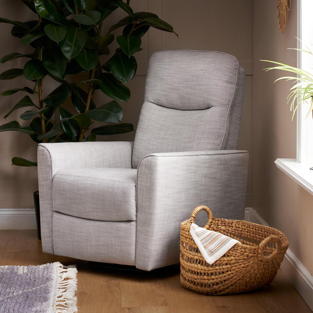 obaby-savannah-swivel-glider-recliner-chair-pebble-lifestyle_33255d8a-3be8-472b-9609-773588aaed15 | Natural Baby Shower