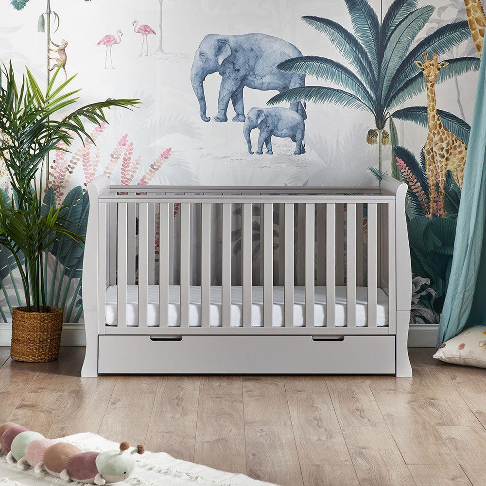 Obaby Stamford Classic Cot Bed - Warm Grey-Cot Beds-No Extras- | Natural Baby Shower