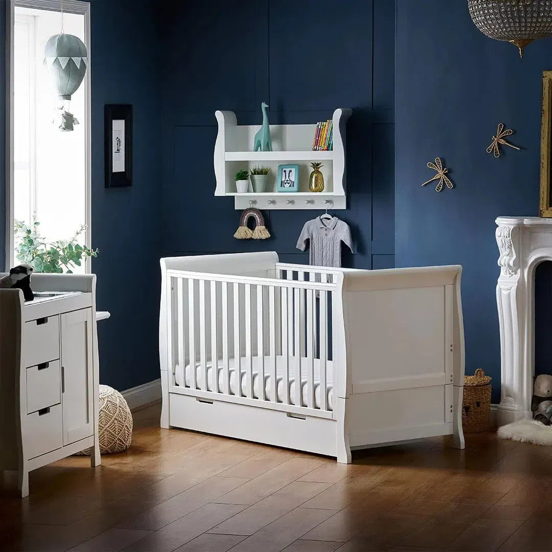 Obaby Stamford Classic Cot Bed White Natural Baby Shower