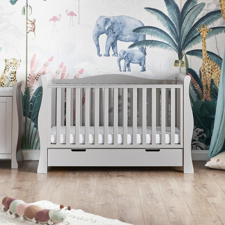 Obaby Stamford Luxe Cot Bed - Warm Grey-Cot Beds-No Extras- | Natural Baby Shower