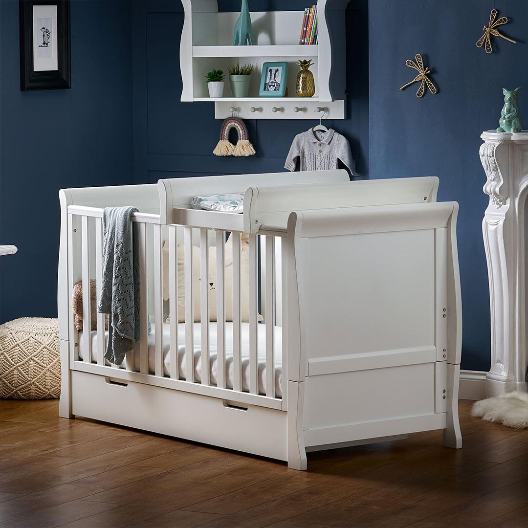 Obaby Stamford Space Saver Cot - White-Cots-No Extras- | Natural Baby Shower