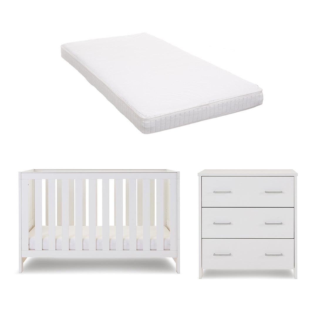 Obaby Nika 2 Piece Room Set - White Wash-Nursery Sets-White Wash-Moisture Management Mattress | Natural Baby Shower