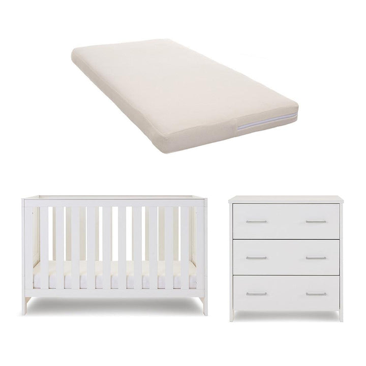 Obaby Nika 2 Piece Room Set - White Wash-Nursery Sets-White Wash-Natural Coir Mattress | Natural Baby Shower
