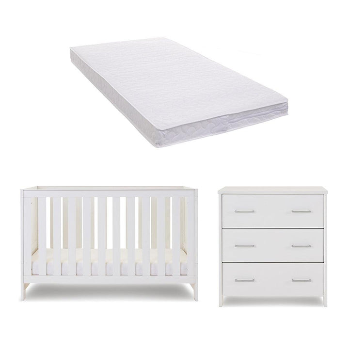 Obaby Nika 2 Piece Room Set - White Wash-Nursery Sets-White Wash-Pocket Sprung Mattress | Natural Baby Shower