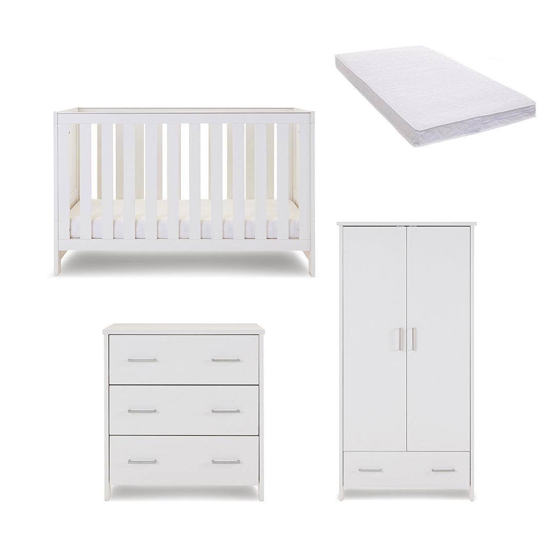 Obaby Nika 3 Piece Room Set - White Wash-Nursery Sets-White Wash-Pocket Sprung Mattress | Natural Baby Shower