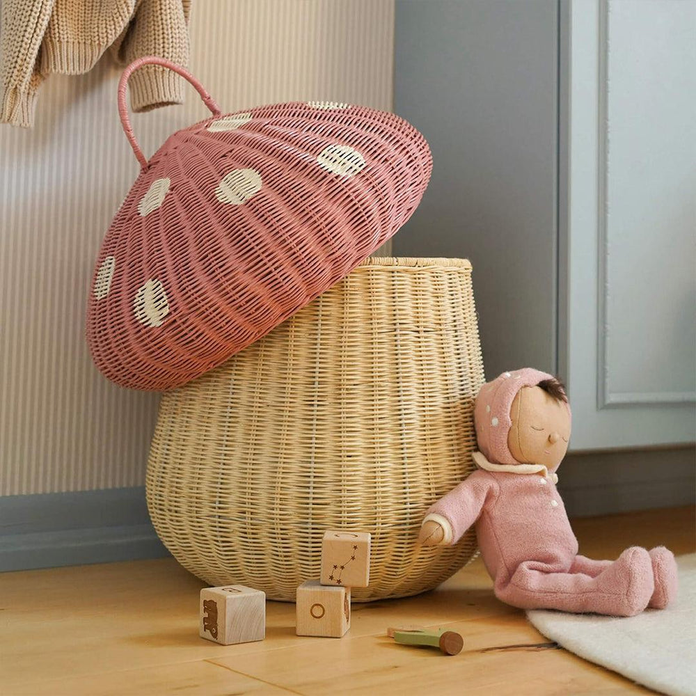 Olli Ella Mushroom Storage Basket - Musk-Storage Baskets-Musk- | Natural Baby Shower