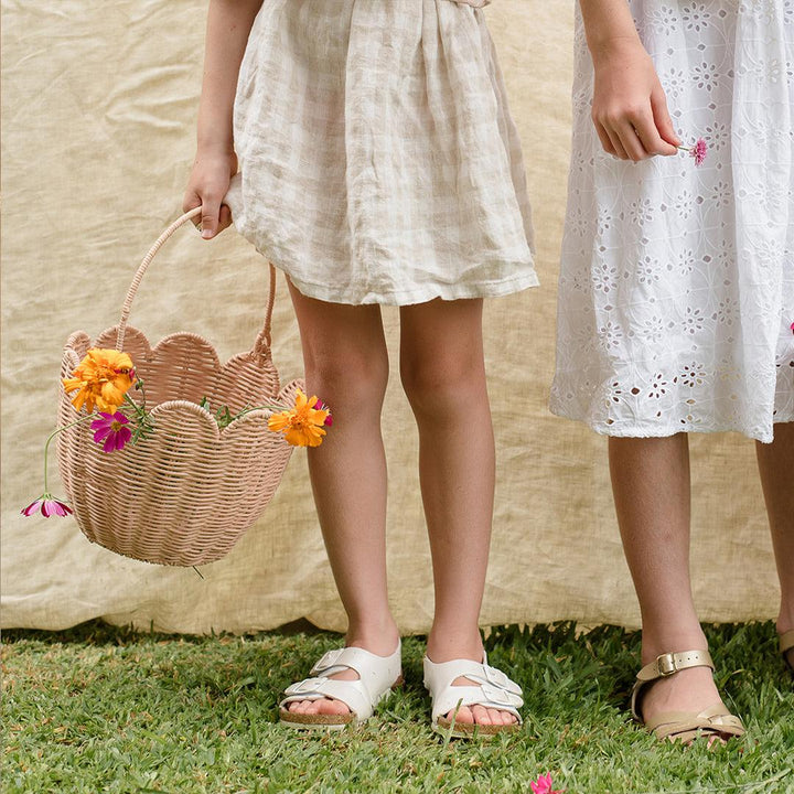 Olli Ella Rattan Tulip Carry Basket - Natural-Play Bags + Purses-Natural- | Natural Baby Shower