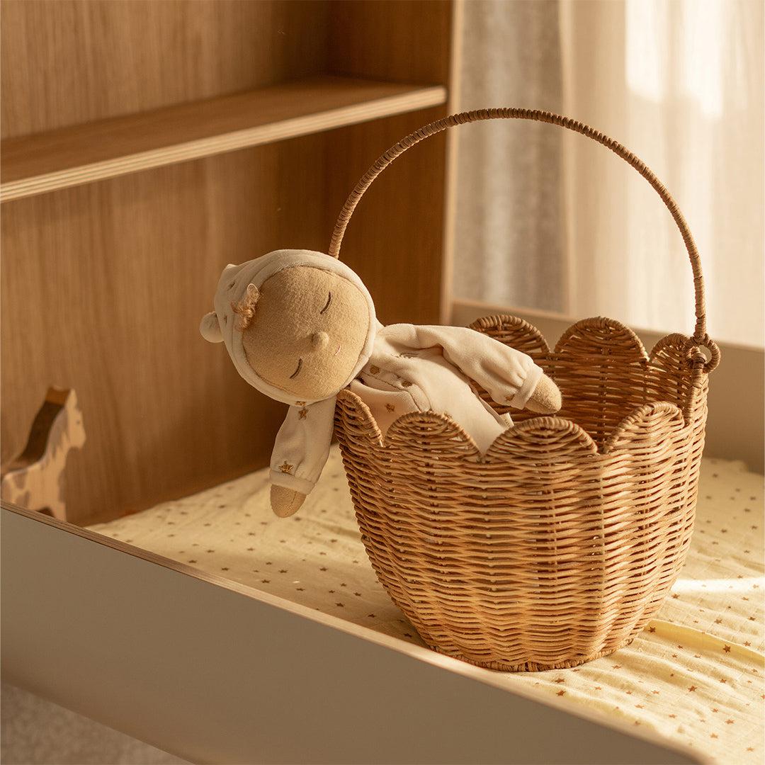 Olli Ella Rattan Tulip Carry Basket - Natural-Play Bags + Purses-Natural- | Natural Baby Shower