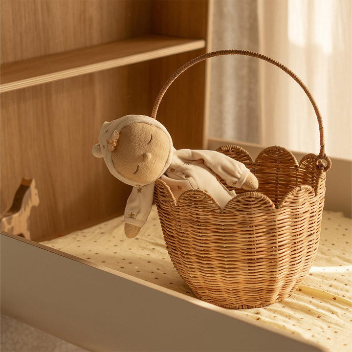 Olli Ella Rattan Tulip Carry Basket - Natural-Play Bags + Purses-Natural- | Natural Baby Shower