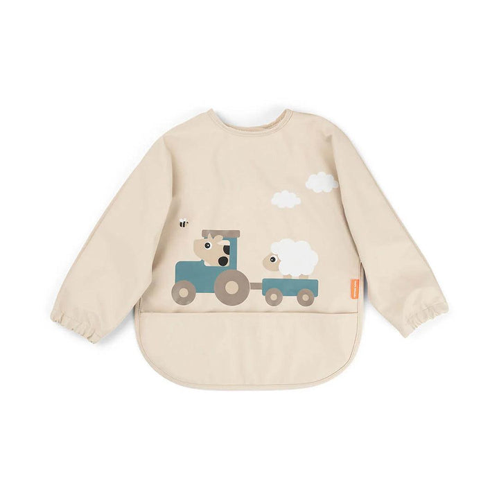 Done by Deer Sleeved Pocket Bib - Tiny Farm Sand-Bibs-Tiny Farm Sand-6-18m | Natural Baby Shower