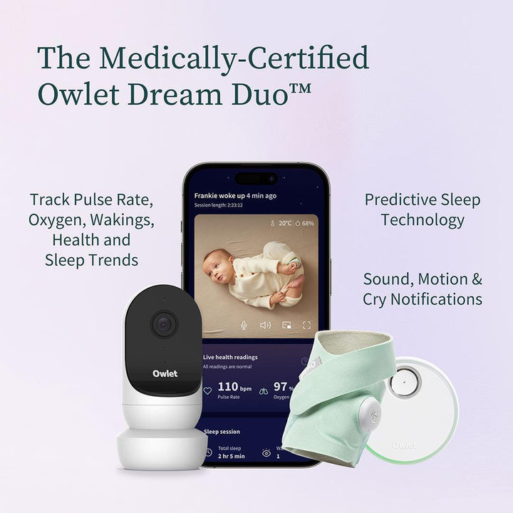 Owlet Dream Duo - White & Mint-Baby Monitors-White/Mint Socks- | Natural Baby Shower