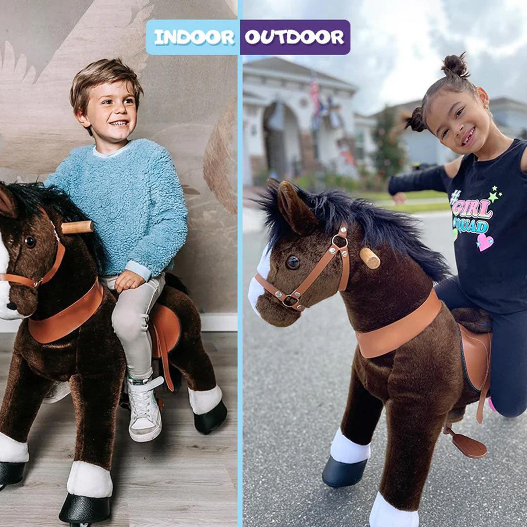 PonyCycle Ride on Pony Toy - Chocolate Brown & White