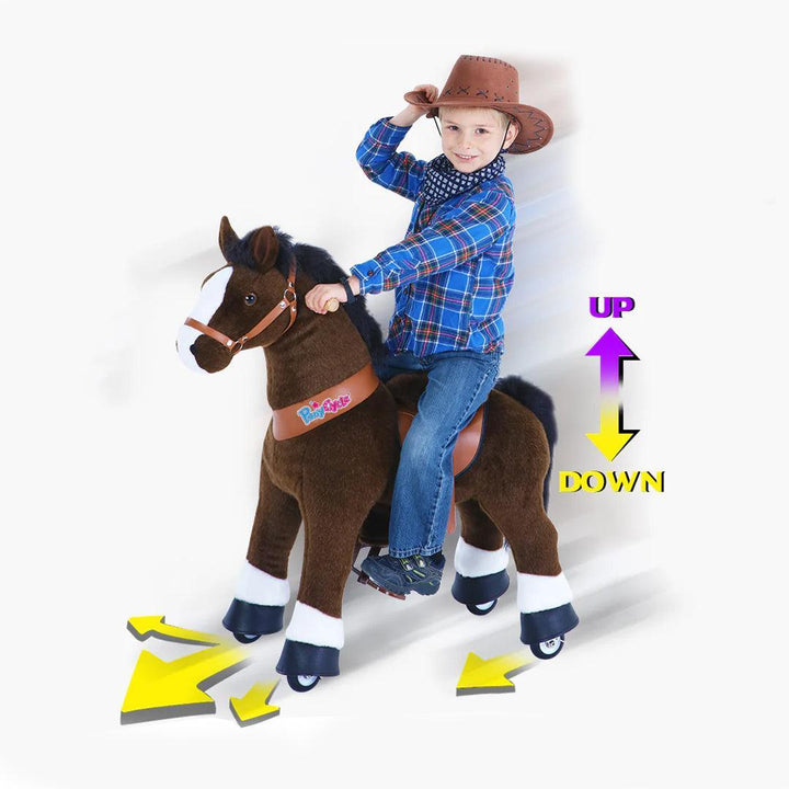 PonyCycle Ride on Pony Toy - Chocolate Brown & White